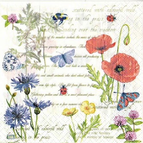 2 serviettes papier  mix de fleurs -121