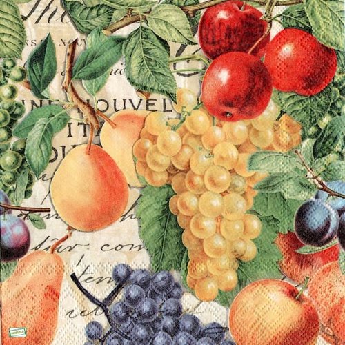 2 serviettes papier - autres fruits -1