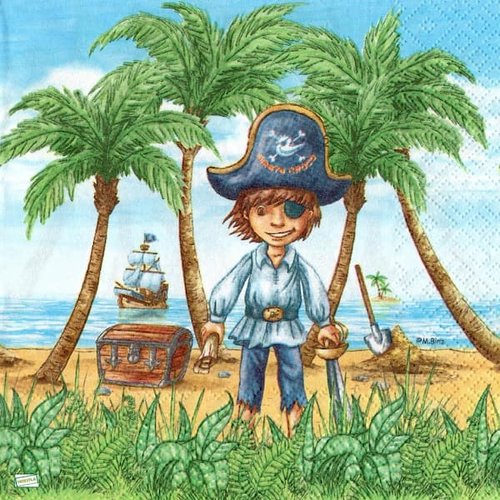 2 serviettes papier - pirates -3