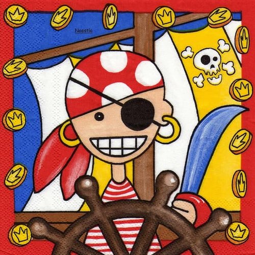 2 serviettes papier - pirates -5