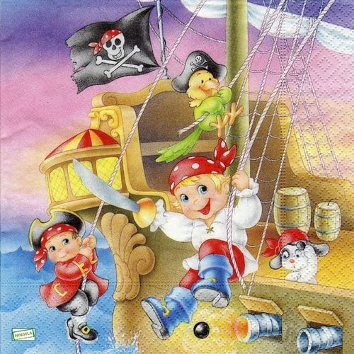 2 serviettes papier - pirates -25