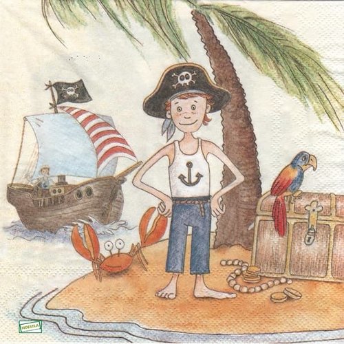 2 serviettes papier - pirates -30