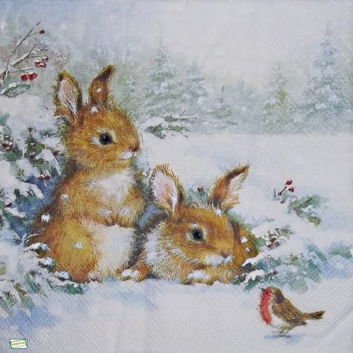 2 serviettes papier - animaux ferme -5