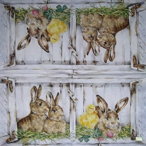 2 serviettes papier - animaux ferme -6