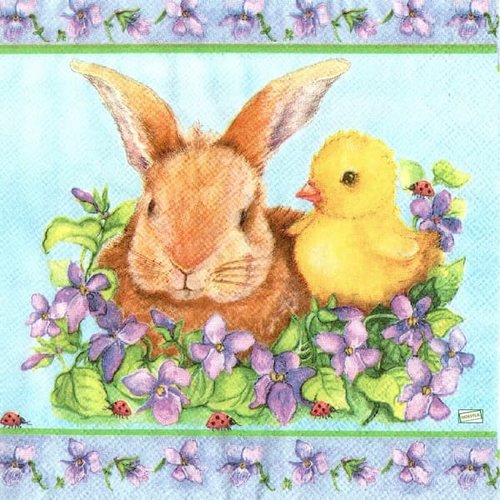 2 serviettes papier - animaux ferme -11