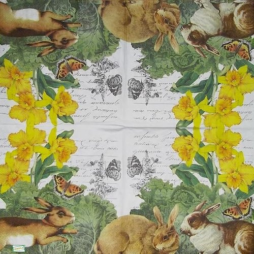 2 serviettes papier - animaux ferme -12