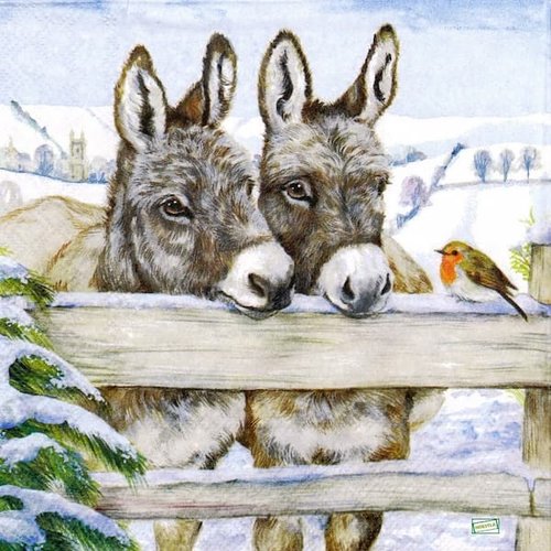 2 serviettes papier - animaux ferme -37
