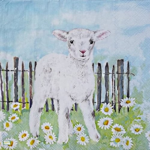 2 serviettes papier - animaux ferme -48