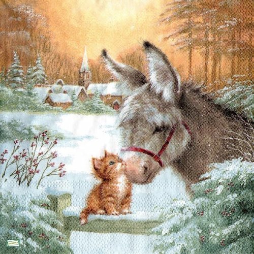 2 serviettes papier - animaux ferme -51