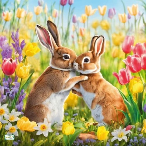 2 serviettes papier - animaux ferme -53