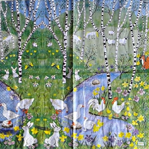 2 serviettes papier - animaux ferme -60