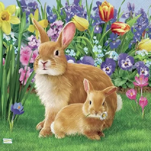 2 serviettes papier - animaux ferme -62