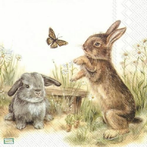 2 serviettes papier - animaux ferme -74