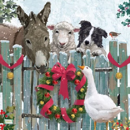 2 serviettes papier - animaux ferme -98