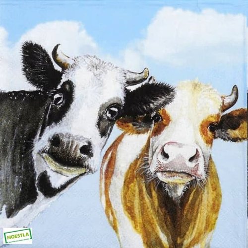2 serviettes papier - animaux ferme -102