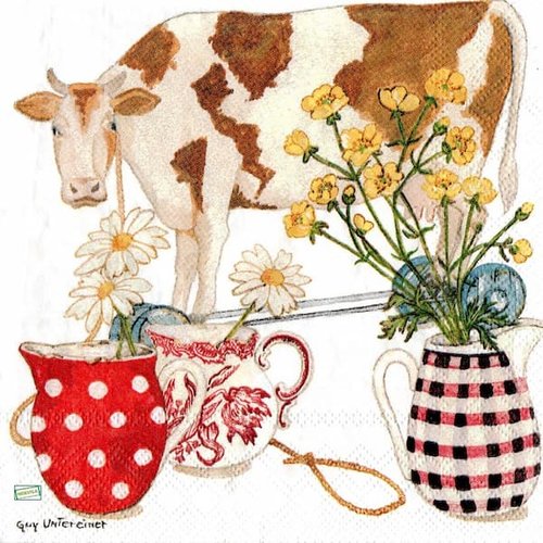 2 serviettes papier - animaux ferme -112