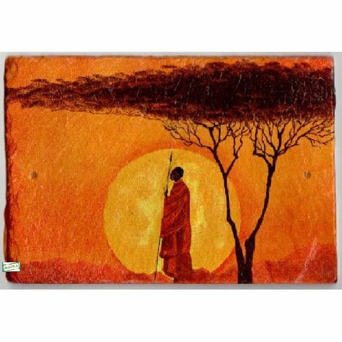 1 plaque déco ardoise afrique création serviettage