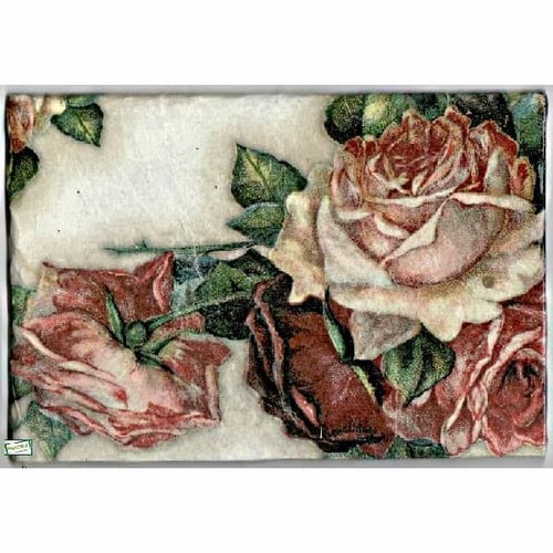 Plaque déco ardoise fleurs création serviettage