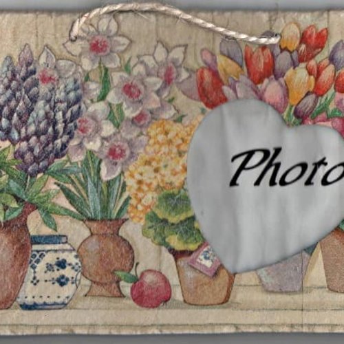 Plaque déco ardoise paysage création serviettage