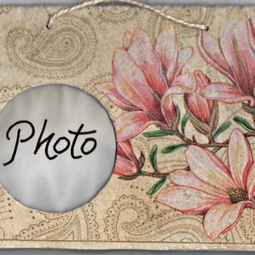 Plaque déco ardoise fleurs création serviettage