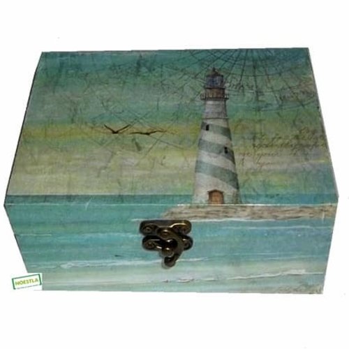 Boite en bois la mer création serviettage