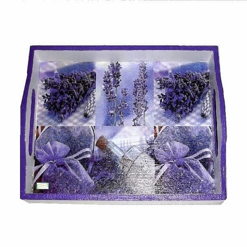 Plateau en bois lavande création serviettage