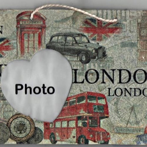 Plaque déco ardoise londres création serviettage