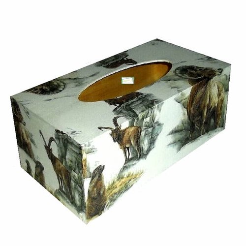 Boite à mouchoirs bois animaux bois création serviettage
