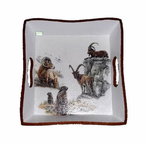 Plateau bois animaux bois création serviettage