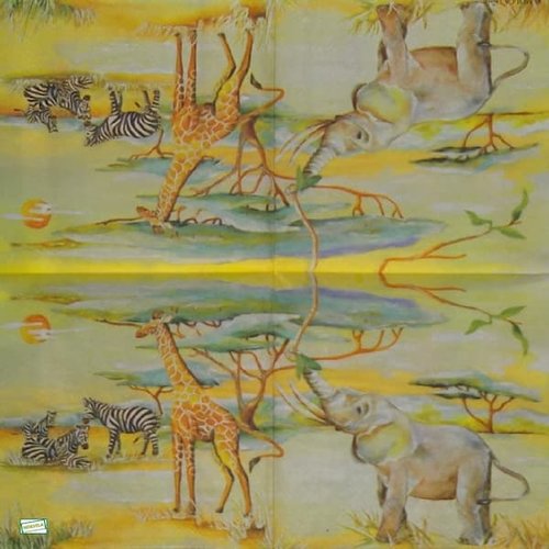 2 serviettes papier - animaux afrique -16