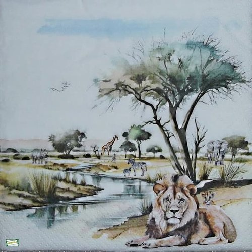 2 serviettes papier - animaux afrique -22