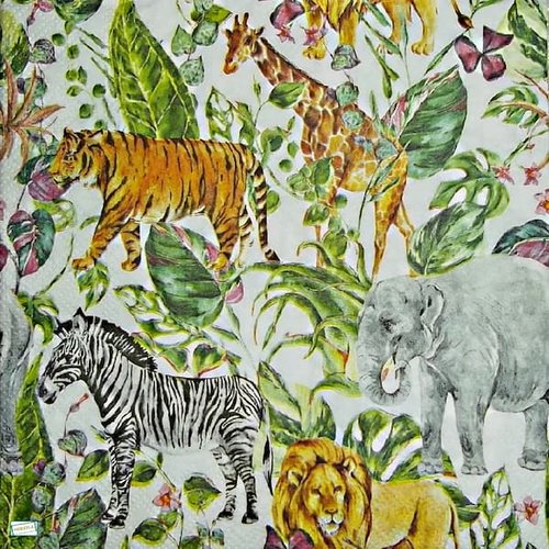 2 serviettes papier - animaux afrique -30