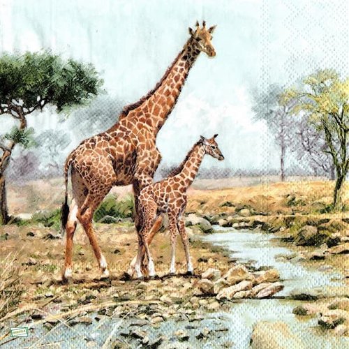 2 serviettes papier - animaux afrique -39