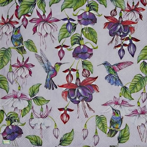 2 serviettes papier - fleurs à clochettes -14
