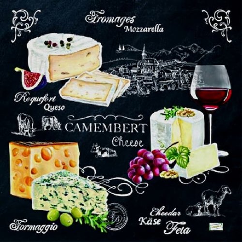 2 serviettes papier - les fromages -2