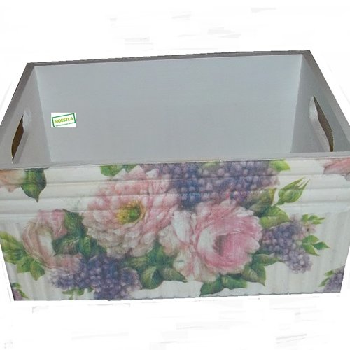 Boîte en bois fleurs création serviettage