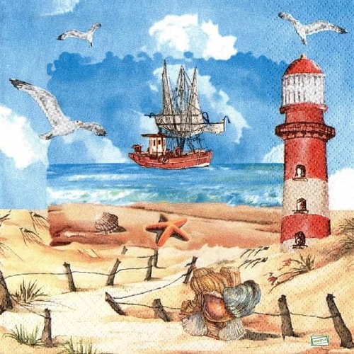 2 serviettes papier -la mer -17