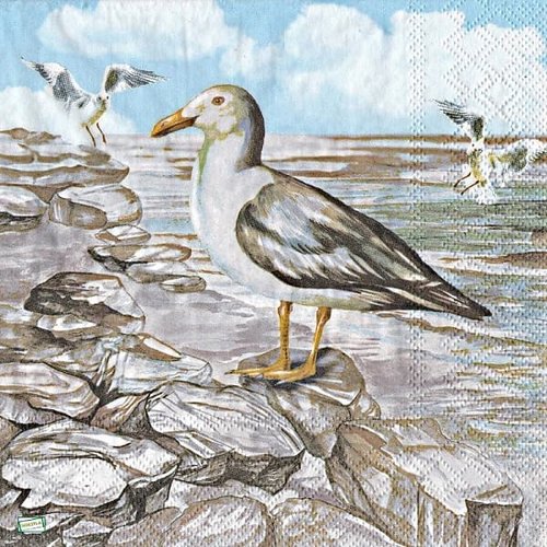 2 serviettes papier -la mer -34