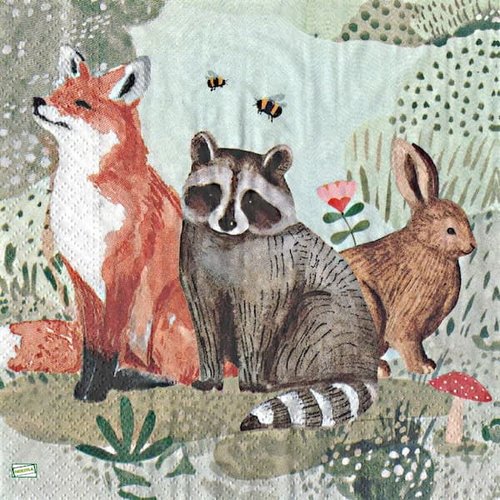 2 serviettes papier - autres animaux -46