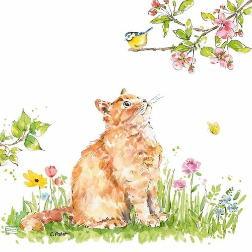 2 serviettes papier - chats -8