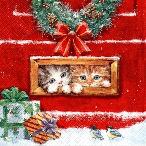 2 serviettes papier - chats -27