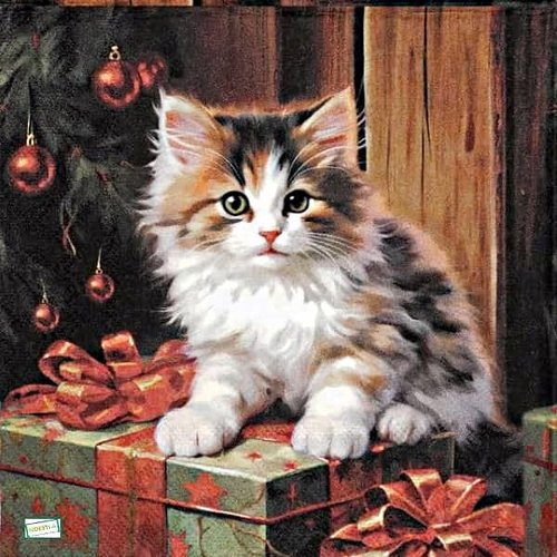 2 serviettes papier - chats -39