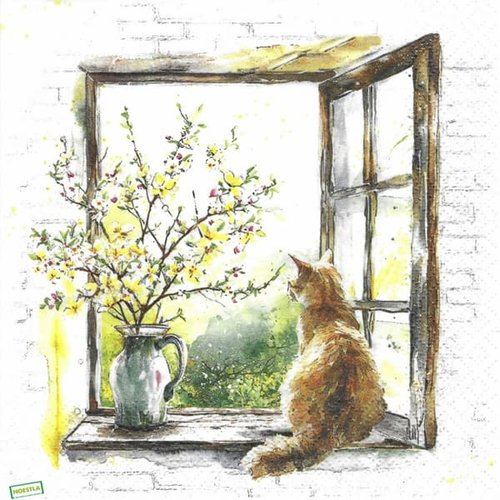 2 serviettes papier - chats -80