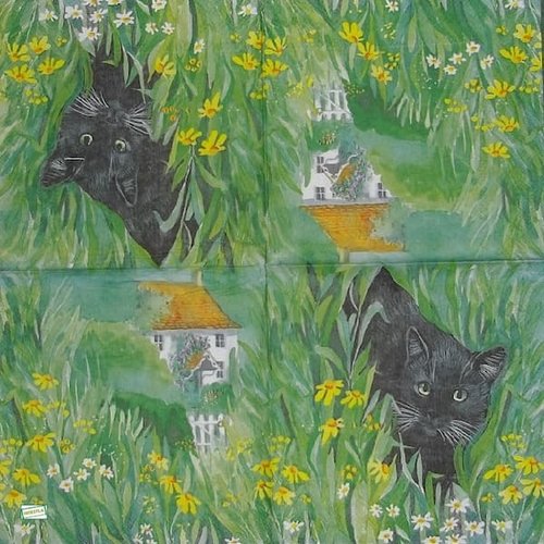 2 serviettes papier - chats -85