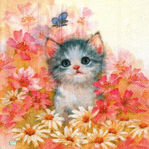 2 serviettes papier - chats -92