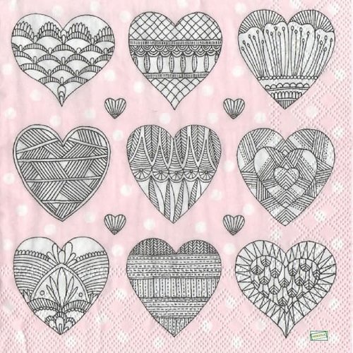 2 serviettes papier - les coeurs -10