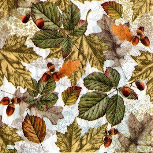 2 serviettes papier - feuillages -13
