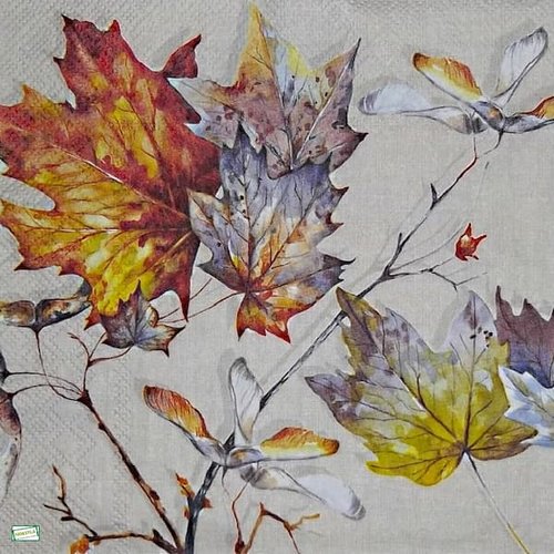 2 serviettes papier - feuillages -54