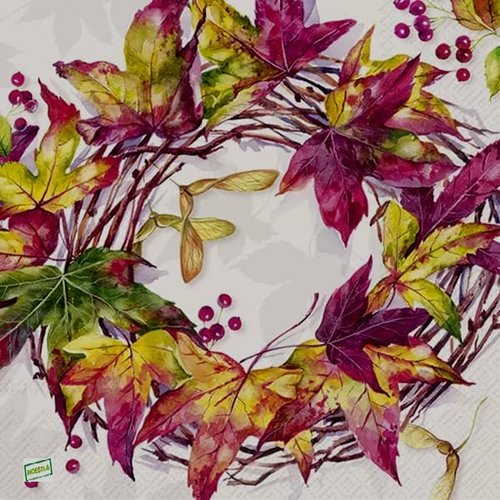 2 serviettes papier - feuillages -56