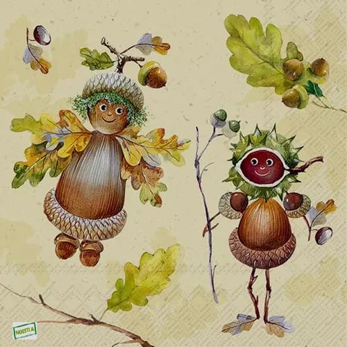 2 serviettes papier - feuillages -58
